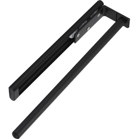 1 - Porte-Serviettes - Aluminium - Extensible 32,5x48,7cm - Montage Sous Plan De Travail Ou Armoire - Noir Mat