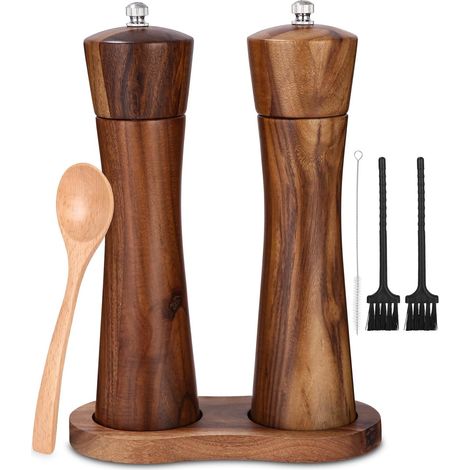 Set De 2 Moulins À Sel Et Poivre En Bois, Réglable, Pour Cuisine Et Table, 21,5 Cm (1/5)