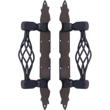 Lot de 2 poignées noires, poignées de porte robustes, poignée de porte pour portails et meubles - Format : 26 x 4.7 cm (1/4)