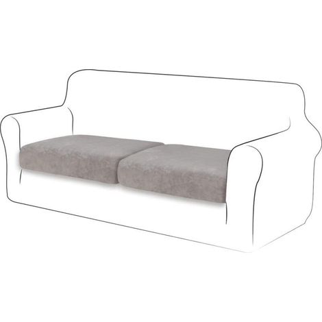 Housse de Coussin Velours Coussin de canapé Housse de Protection pour Meubles Housse de siège de canapé pour canapé Housse de Coussin Velours 2 tranches pour Chaise (Gris Clair) (1/5)