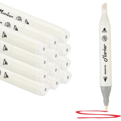 Lot De 12 Marqueurs À Alcool À Double Embout Transparent (1/5)