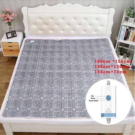Manta eléctrica doble de 150x180 cm, termostato ajustable, control independiente en 2 lados, para cama de invierno. (1/4)
