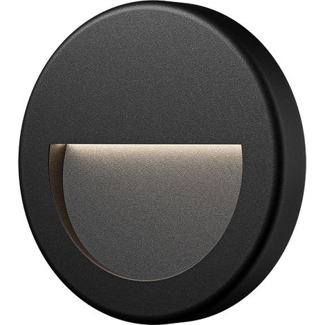 Spot LED mural rond noir 3W 3000K IP65 – Éclairage indirect pour balisage – Installation simple en saillie – Diamètre 110mm – Braytron - VEKTAB2 (1/5)
