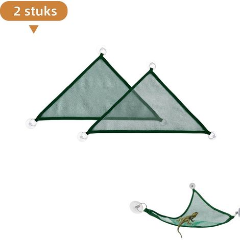 Hamac en forme de lézard (2 pièces) - Accessoires pour petits animaux - Convient aux reptiles - Filet d'escalade - Hamac/balançoire - 33 x 33 x 48 cm - Vert (1/5)