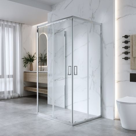 Box Doccia 3 Lati 80x100x80 Cm H185 cm Cristallo Trasparente 6 mm Scorrevole  Kiro