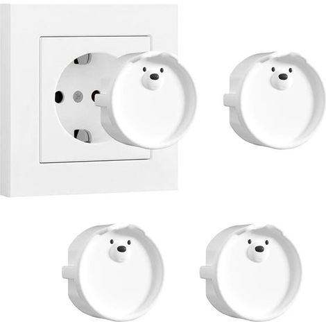 Juego de 4 enchufes tipo F, (4 blancos) caja de silicona, cubierta decorativa/cubierta antipolvo, cubierta de enchufe, cubierta antipolvo, di (1/5)