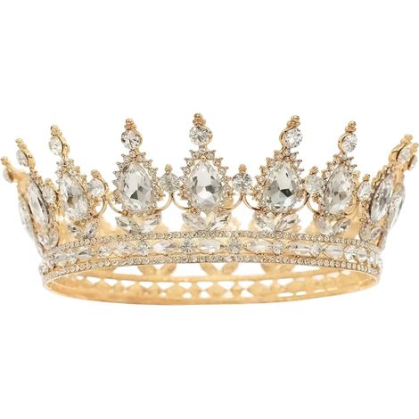 Corona de cristal barroca, tiara redonda, para cumpleaños, concursos de belleza, carnavales, bodas, bailes, fiestas, accesorios para el cabello, bodas, compromisos y ocasiones especiales. (1/5)