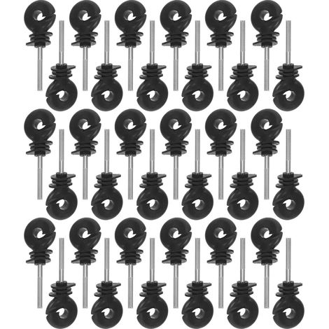 Kit de 50 Piquets Isolants à Visser en Acier Noir 35 Pouces pour Clôture Électrique Agricole Isolateurs de Clôture pour Poteaux Métalliques Bois Accessoires Résistants aux (1/5)