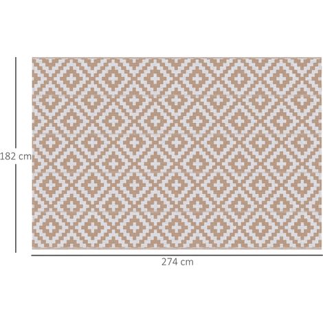 Tapis extérieur blanc beige 2,74x1,82m PP 310g/m², réversible graphique (1/3)