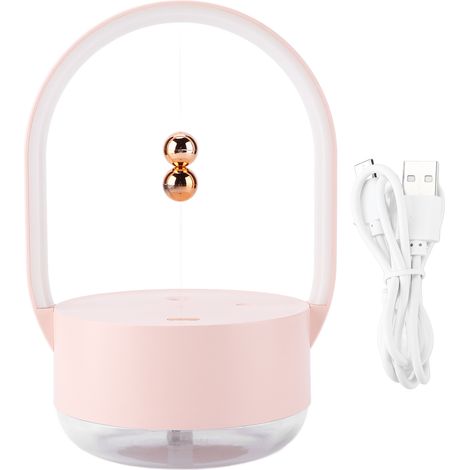 USB-Luftbefeuchter mit Griff, 350 ml, geräuscharmer Tischluftbefeuchter mit Nachtlicht, Rosa (1/5)