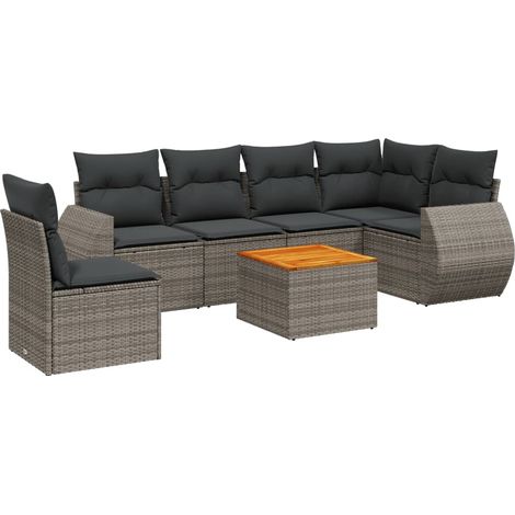 Maison Exclusive - 7-tlg. Garten-Sofagarnitur mit Kissen Grau Pol