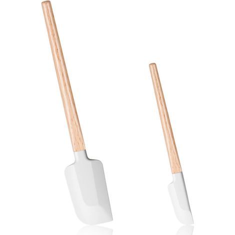 2er Set Silikonspatel mit Holzgriff, 2 Größen, schmal