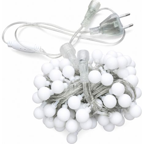 Guirlande LED à Boules Givrées, Branchement Secteur Connectable, Lumière Blanc Chaud Fixe, Décoration Extérieure et Tente (1/5)