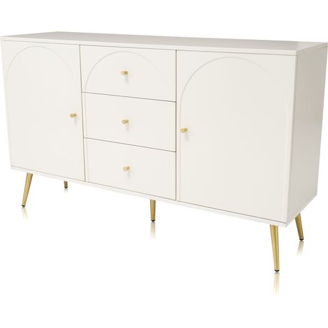Aparador con 2 puertas y 3 cajones blanco crema 140 x 84 x 40 cm (1/5)