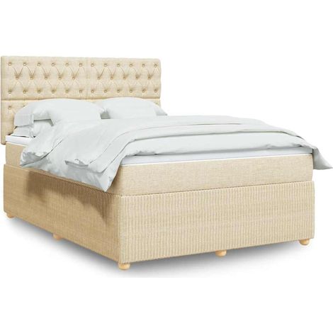 Boxspringbett mit Matratze Creme 140x200 cm Stoff