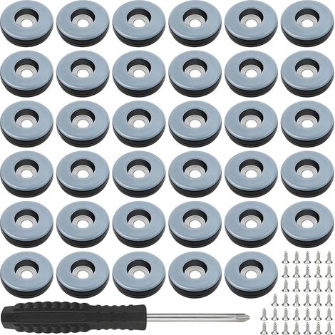 35 Pièces Patins en Téflon à Visser Ø 25mm Patins de Meubles Ronde avec 35 vis en Acier Inoxydable PTFE Patins Glisseurs, Protéger Les carrelages, Les sols en Bois, Les chaises, Les Tables (1/5)