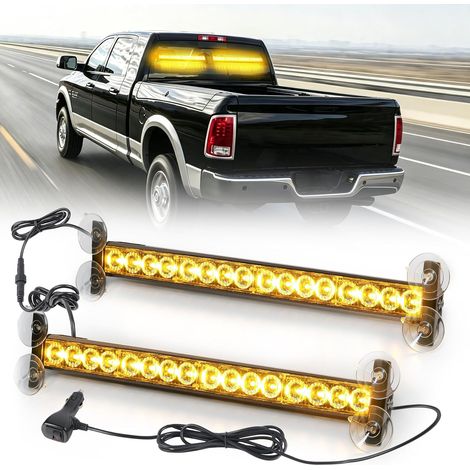 Gyrophare LED Orange Pare-Brise Ventouse 2x16 LED 12V, 23 Modes (1/5)