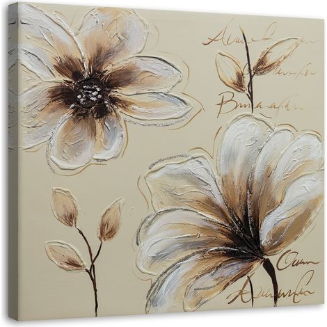 Cadre déco Fleurs Beige Naturelles 40x40 (1/5)