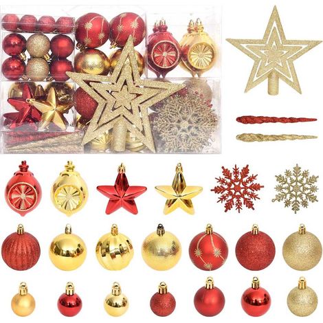 vidaXL Juego de adornos de navidad de 108 piezas dorado y rojo (1/5)