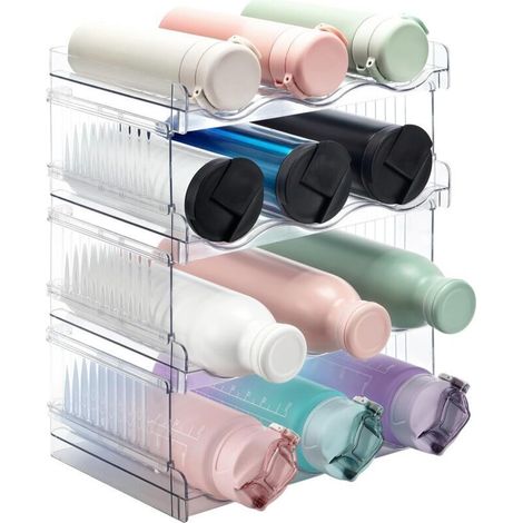 4 Niveaux Porte Bouteilles Empilable - Range-Bouteille pour Frigo Range Bouteille Vin pour Congélateur Placard Cuisine Bouteille Rangement Armoire Cuisine Organisateur pour comptoir
