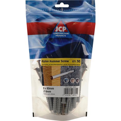 Jcp Fixings Nylon Hammer Screws ZYP - 6 x 40mm - Box of 675 (1/2)