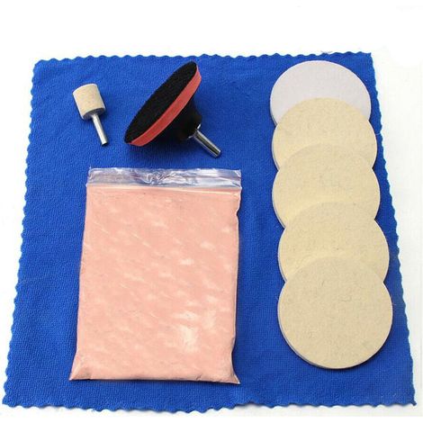 Traitement de polissage pour verre de montre de voiture et bracelet : 100 g de poudre à polir + disque de polissage en feutre de 80 mm. (1/5)