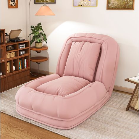 Sofá cama plegable ergonómico de 5 posiciones, 90° a 180°, con 2 cojines, rosa DESVIAE (1/5)