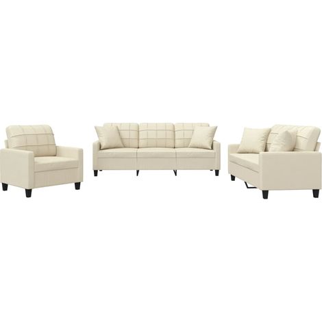 Maison Exclusive - Set di Divani 3 pz con Cuscini Crema in Similpelle