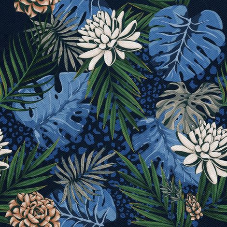 Tela decorativa para exteriores Oxford - Estampado de hojas exóticas Lotus I DX310 (1/5)