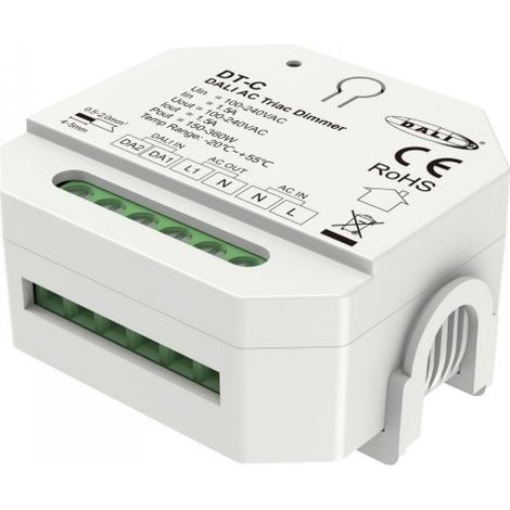 Mini Dimmer DALI TRIAC per Lampade LED Dimmerabili 220V, Taglio di Fase, Pulsante NO, DALI-2, 1 Canale 1,5A Max 360W, 56X56X37mm Per Scatola Incasso