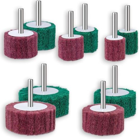 Meules en mousse pour perceuses électriques - Roue Abrasive - Têtes de ponçage - Nettoyage et décapage de toutes les surfaces en bois et en métal - Lot de 10 (1/5)