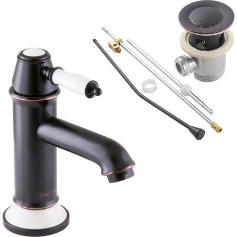 PaulGurkes Robinet Retro noir pour lavabo avec excentrique Nostalgie (1/5)