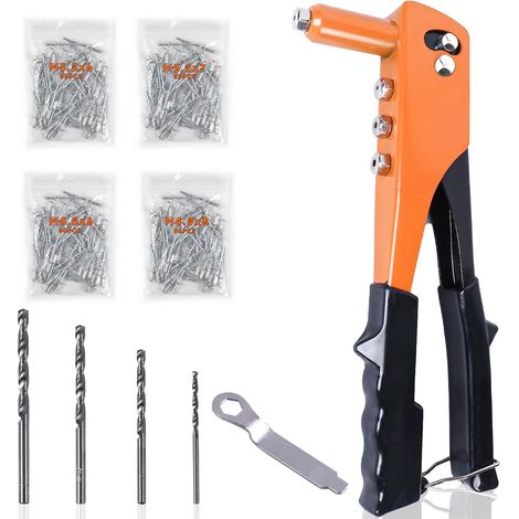 Pince a Rivet Pop, Riveteuse Manuelle avec 200 Rivets et 4 Forets  Pas Facile à Déformer et à Plier, Pince à Rivet Pop Aveugles en Métal, Utilisé Pour Plaques D'immatriculati (1/5)