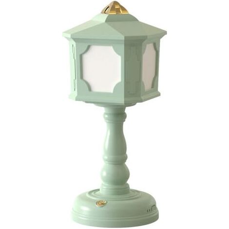 Lampe de chevet de style rétroUSBRechargeable, tactile, trois températures de couleur, convient aux chambres et dortoirs, vert. (1/5)