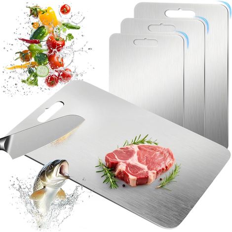 BOYUNSHI 3 pcs Titan planche à découper, acier inoxydable Titanium Cutting (1/5)