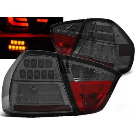 Paire de feux arriere BMW serie 3 E90 berline de 03/2005 a 08/2008 LED BAR fume (1/2)