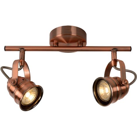 Spot plafond Lucide Cigal 2xGU10 LED 5W cuivre 2700K (1/2)