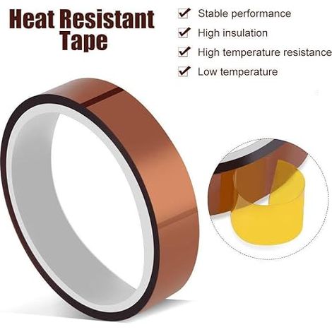 Ruban Adhésif Polyimide Rouleaux Ruban Température pour Peinture Isolante Thermique Masquage Brasage Enduit de Poudre Sublimation Fixation de l'emballage Scotch 5mm 10mm 15mm (1/4)