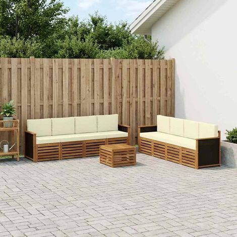 vidaXL Outdoor-Sofagarnitur 9 Stk. Natur und Creme (1/4)