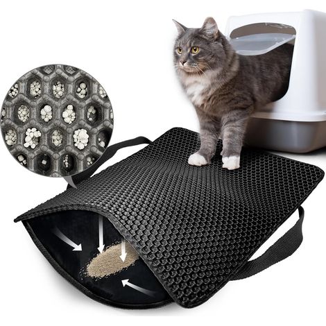 1 Tapis Litière Chat 61x38cm Double Couche Nid D Abeille Antidérapant Imperméable EVA Pour Contrôle Déchets (1/5)