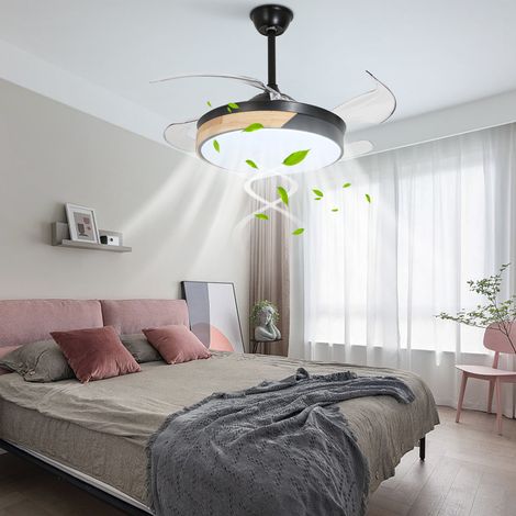 Moderner schwarzer Deckenventilator mit 42 Zoll und Fernbedienung, 6 Geschwindigkeitsstufen, einstellbare Beleuchtung, Timer, geeignet für Schlafzimmer, Küche und Wohnzimmer (1/5)