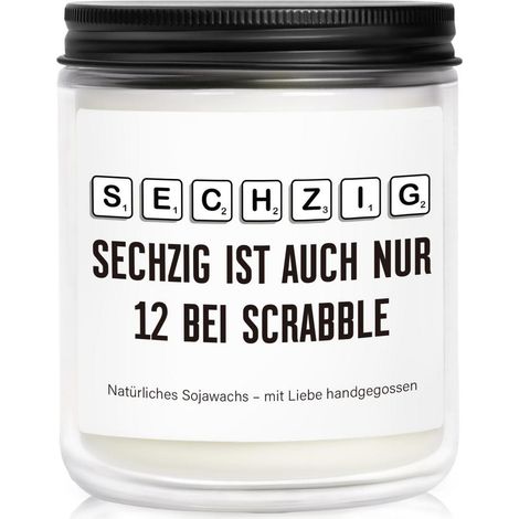 Duftkerze 60. Geburtstag Lavendel Sojawachs 35h Brenndauer wiederverwendbar
