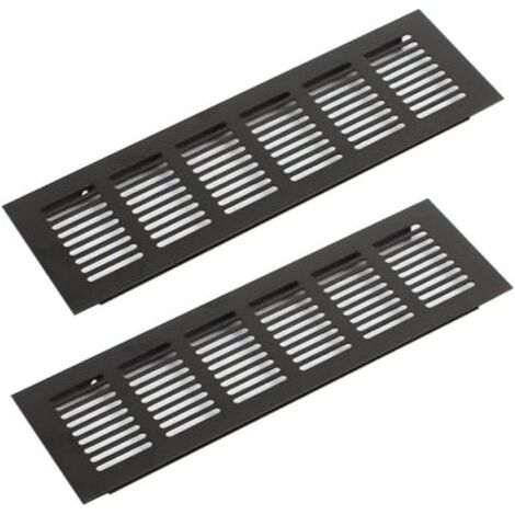 Grille Aération Aluminium 2 Pièces Grille d'Aeration Grille de Ventilation Rectangulaire Grille d'Aeration en Alliage Grille Daération Extérieure pour la Ventilation Noir 250 80mm (1/5)