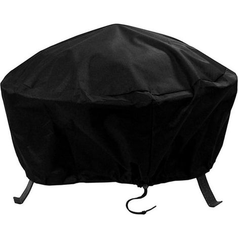 Housse de protection ronde pour brasero extérieur en vinyle PVC résistant aux intempéries, 58 pouces, noire, avec cordon de serrage, couverture robuste et durable pour feu de jardin (1/5)