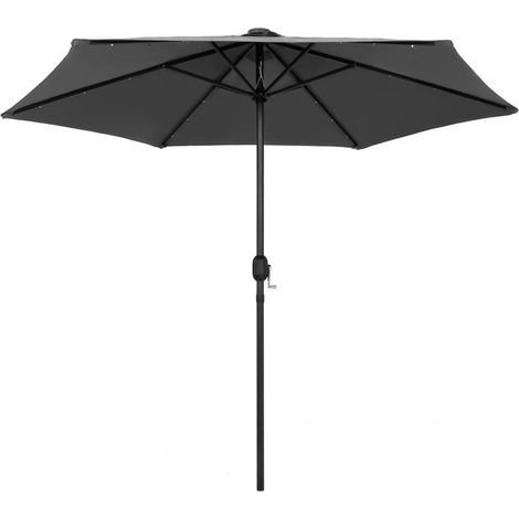 Parasol avec LED, Parasol pour Balcon Jardin Plage Terrasse, et mât en aluminium 270 cm Anthracite OIB6385E (1/5)