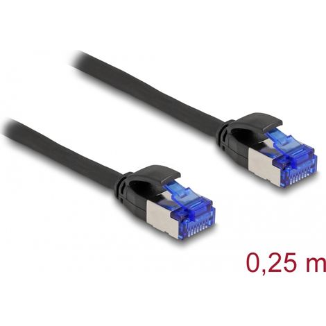 Delock Cable de red RJ45 Cat.6A S/FTP Slim 0,25 m negro