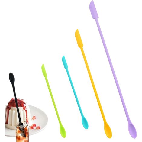 Mini Silicone Spatula Multifunctional Reusable Small Rubber Makeup Spoon Long Spoon for Kitchen Food Pastry Kitchen Beauty Makeup Cosmetic Lotion Resin Handmade (1/5)