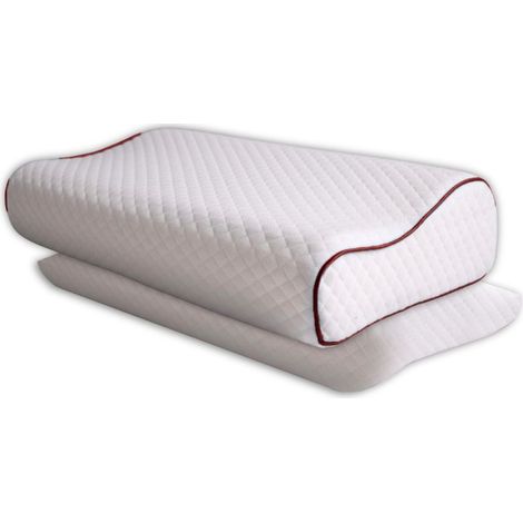 Oreiller Ergonomique Cervical Lot de 2, Coussin Orthopédique à Mémoire de Forme 50x30x12/9,5 cm pour Dormeur sur le Dos et Côté, Soulagement des Douleurs Nuque et Épaules