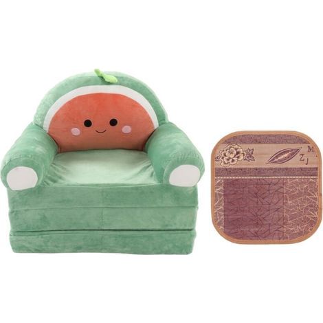 Dessin animé mignon pliable enfants canapé dossier fauteuil 2 en 1 pliable enfants canapé-lit pour salon chambre vert (1/5)