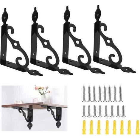 Équerre de Fixation - Noir - Lot de 4 - 140x110mm - Fer - Multifonctionnel (1/4)
